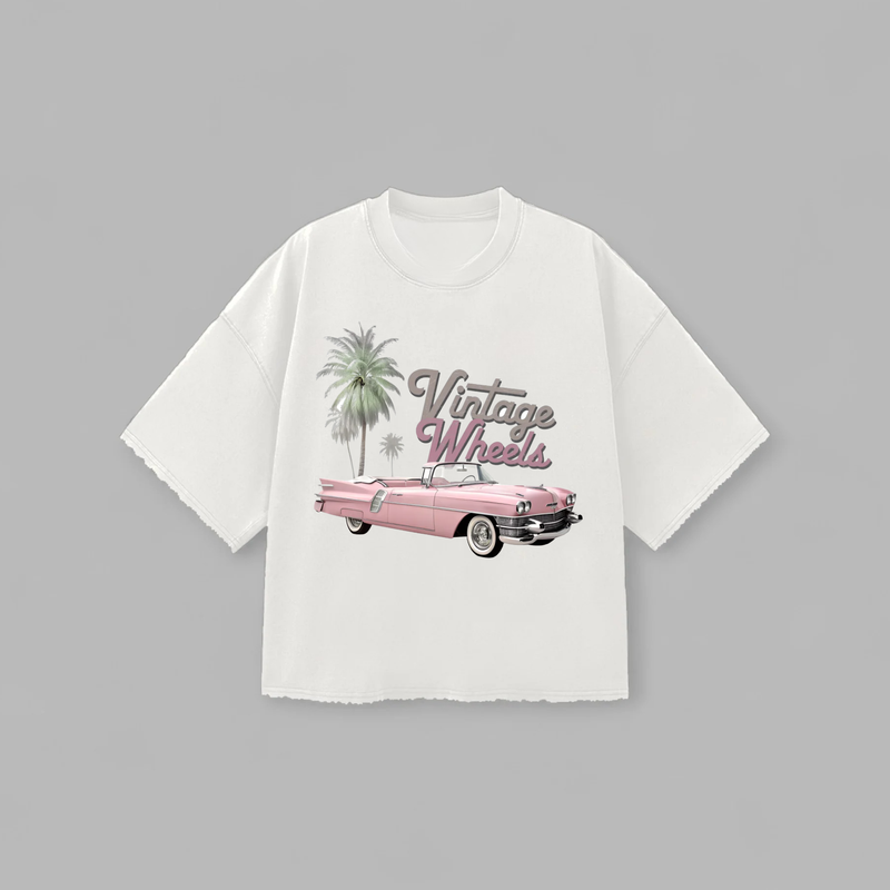 Vintage Wheels White Graphic Tee
