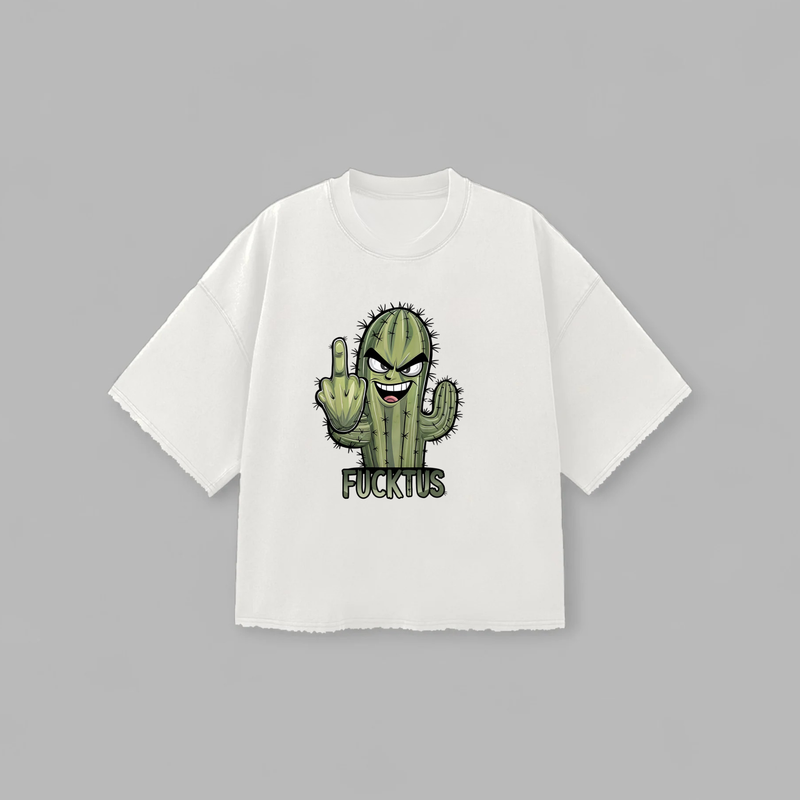 Funky Cactus White Graphic Tee